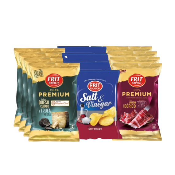 12 Stk pakke med 3 Populære smaker chips